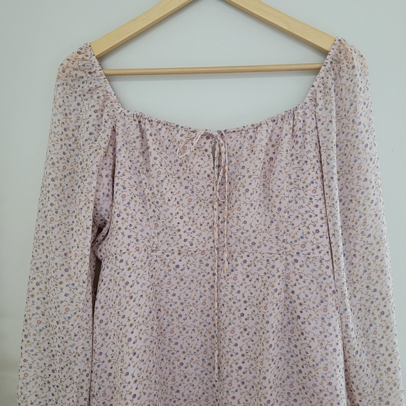 Floral chiffon mini dress - Dusty rose barbie size large - Picture 4 of 7